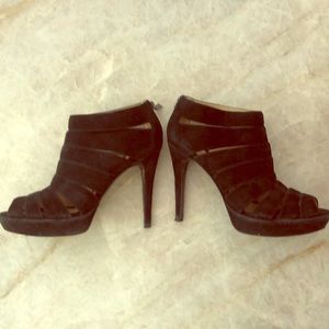 Platform black suede heels